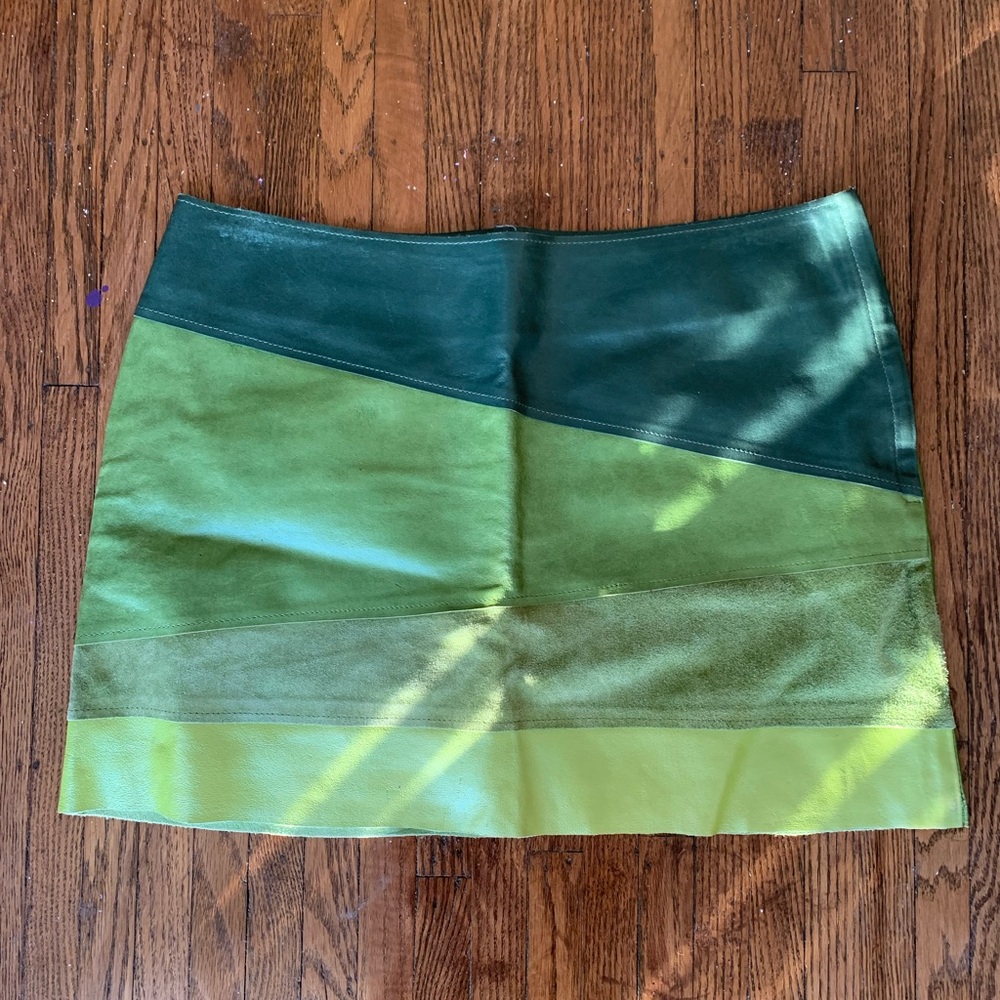 Green Toneblock Mini Skirt